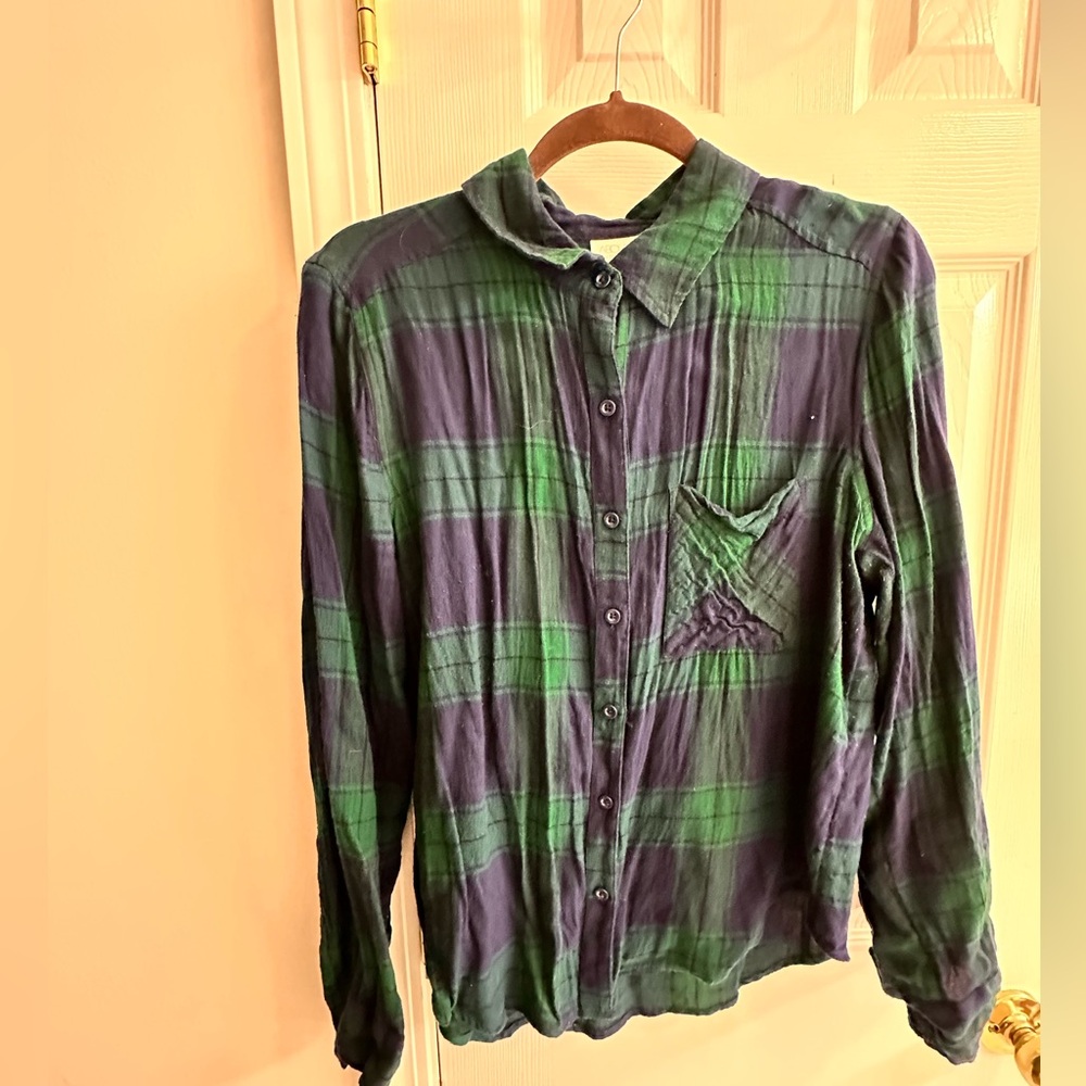 Abound Green and Blue Plaid Button Down Shirt